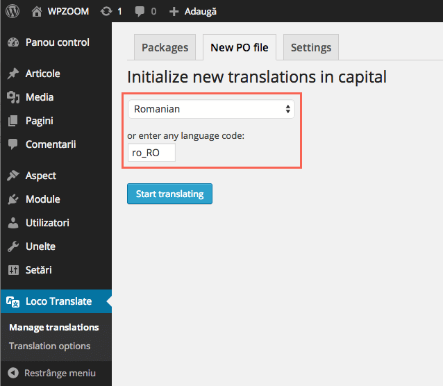 Loco translate: add Romanian language