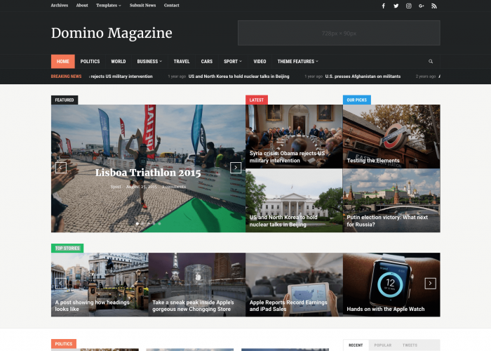 Domino Magazine - Fast magazine theme for WordPress