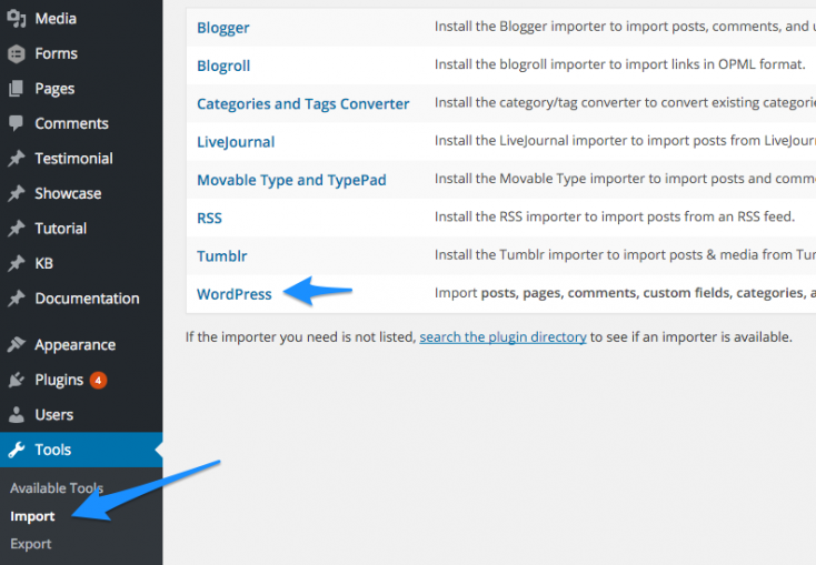 Wordpress import tool