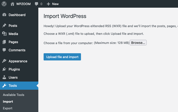 Import content into WordPress