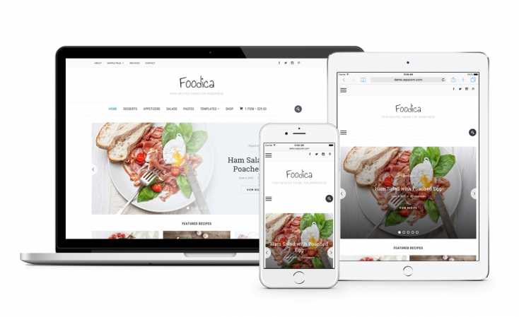 Our popular Foodica theme is well-optimized for site speed.