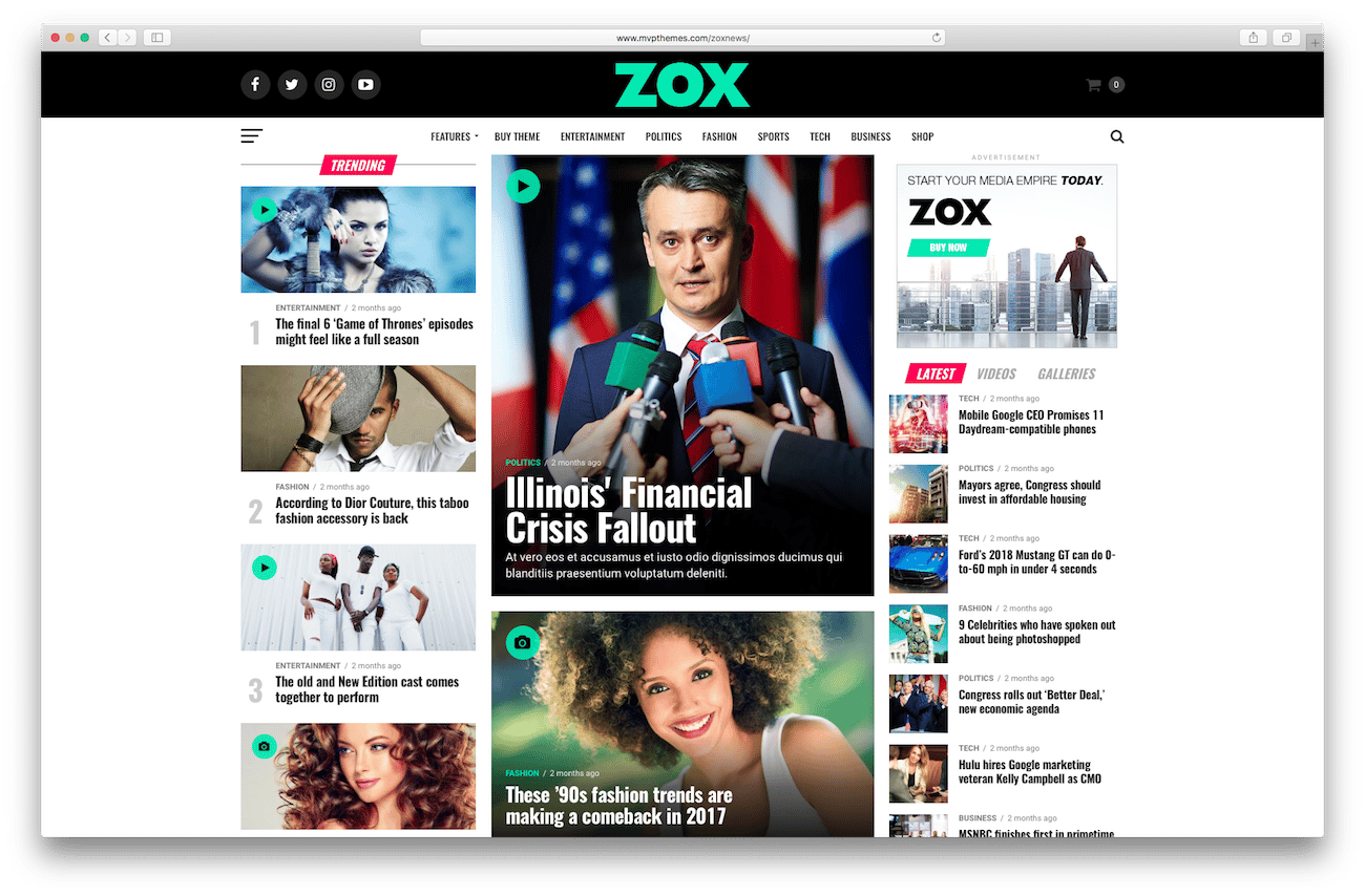 WordPress magazine themes Zox News