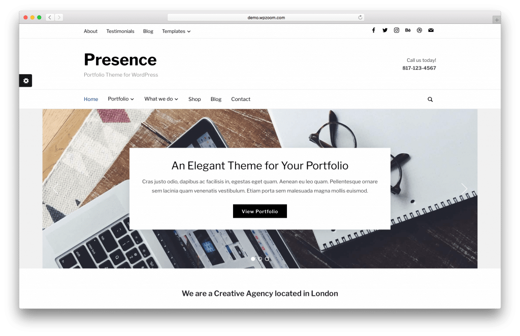 Presence WordPress portfolio theme screenshot