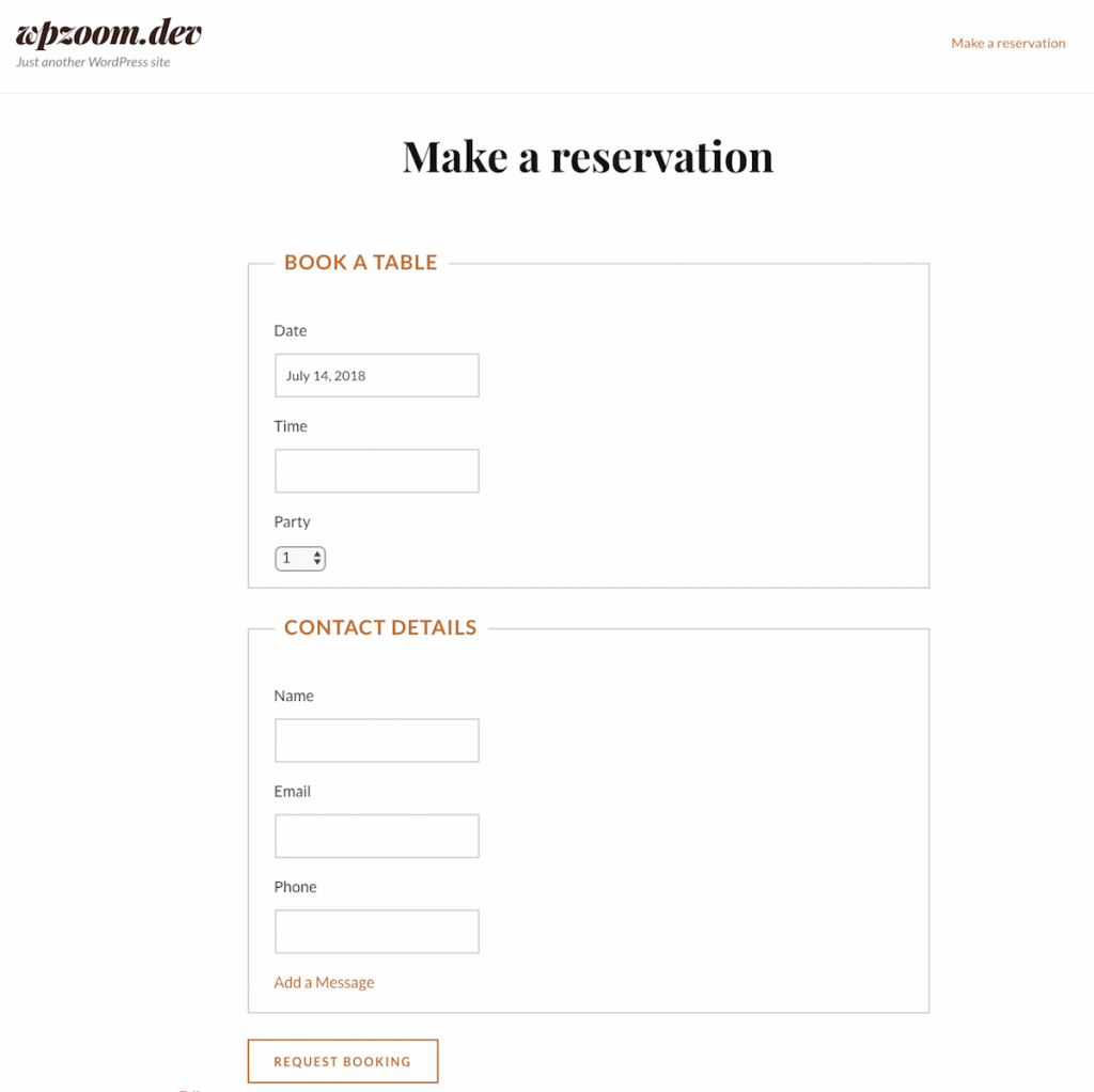 Restaurant reservation plugin.