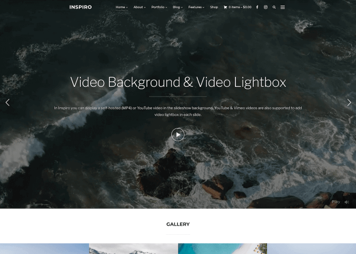 Inspiro • WordPress Portfolio Theme with Video Background