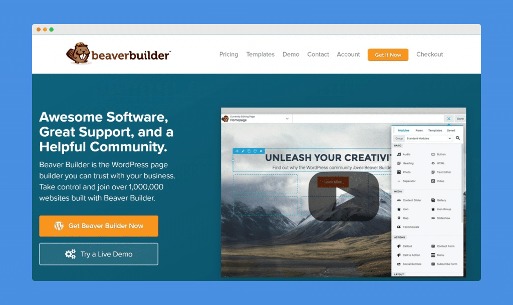 Beaver Builder - on of the best WordPress page builder plugins