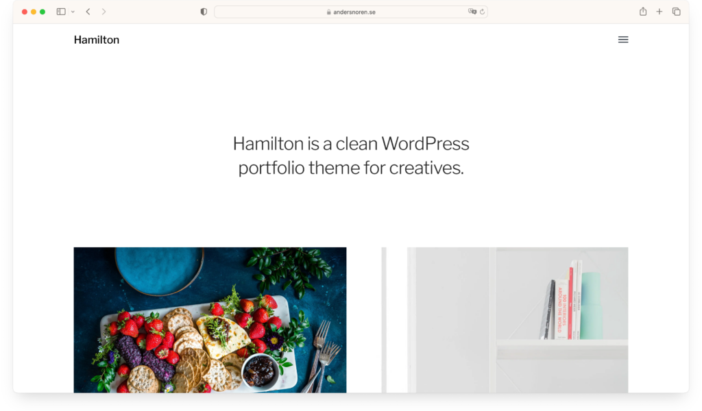 Hamilton - a top choice for WordPress portfolio themes