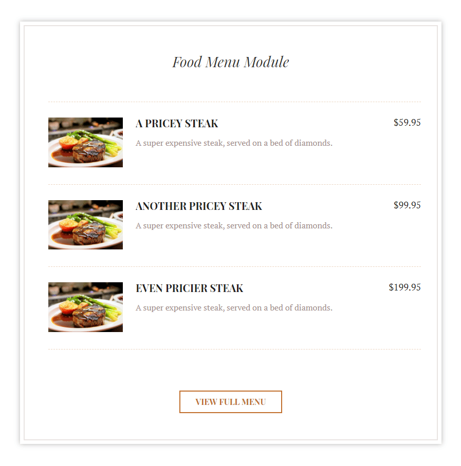 Food menu module