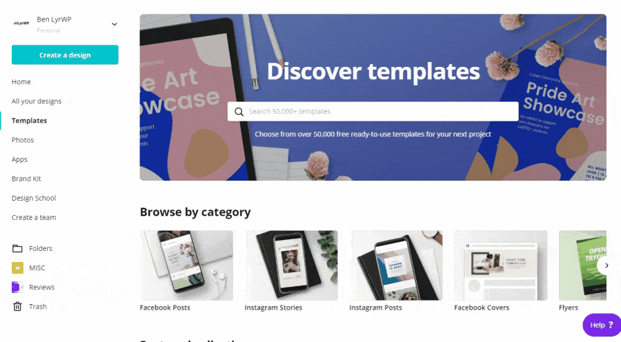 Templates in Canva