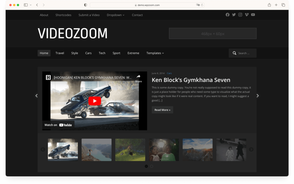Videozoom video WordPress theme