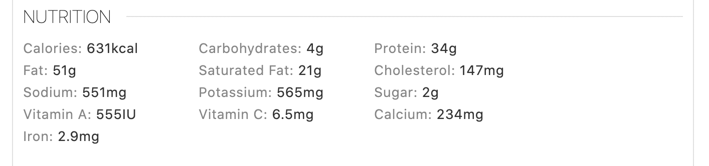 WP Recipe Maker nutrition facts