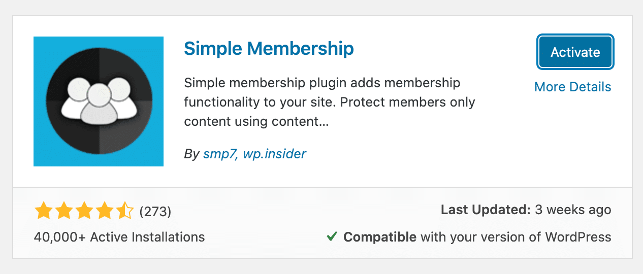 Simple Membership plugin