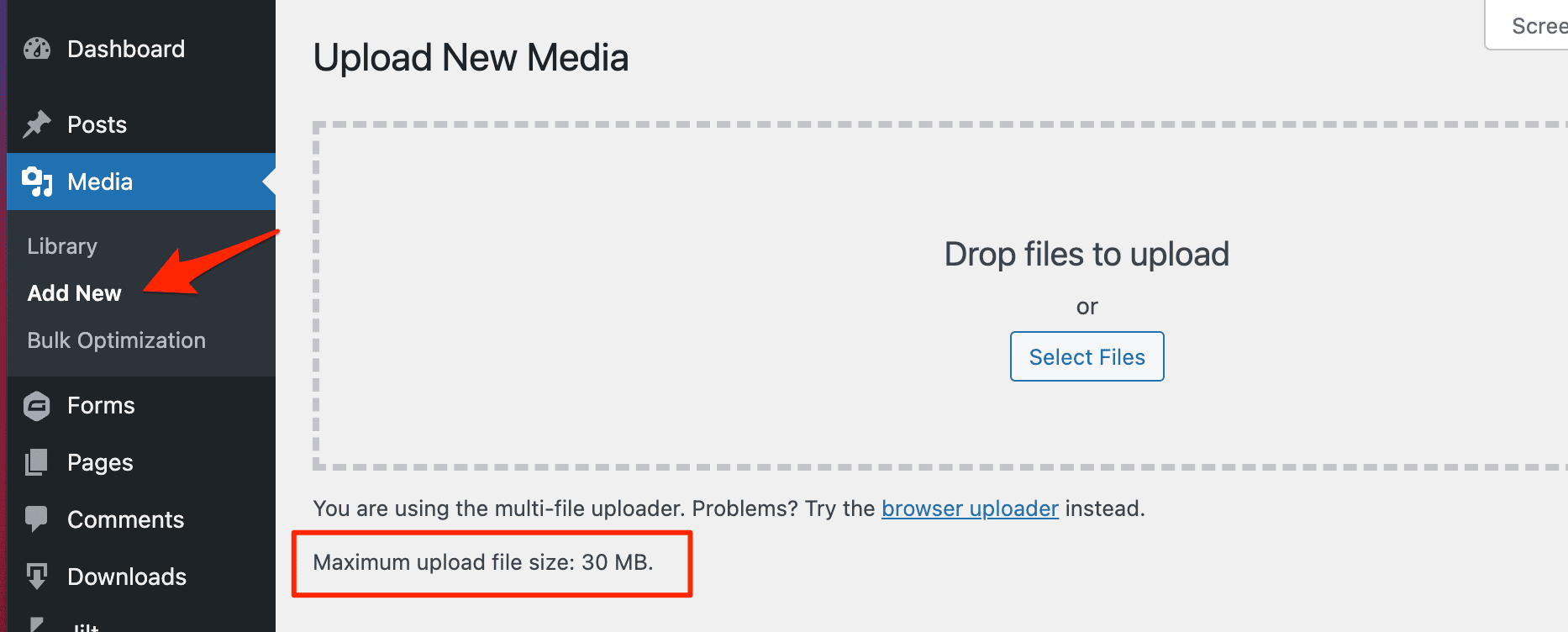 Checking the Maximum Upload File Size Limit in WordPress