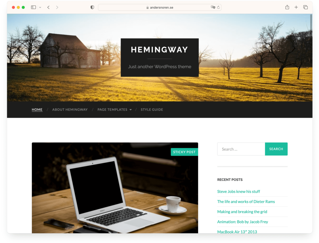 Hemingway - a highly customizable free WordPress theme