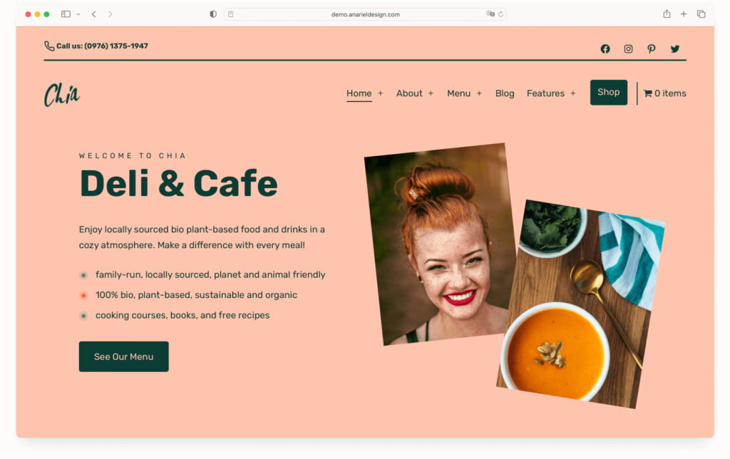 Chia - a popular WordPress theme for food blogs