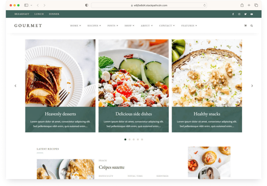 Gourmet - a premium WordPress theme for your recipe website
