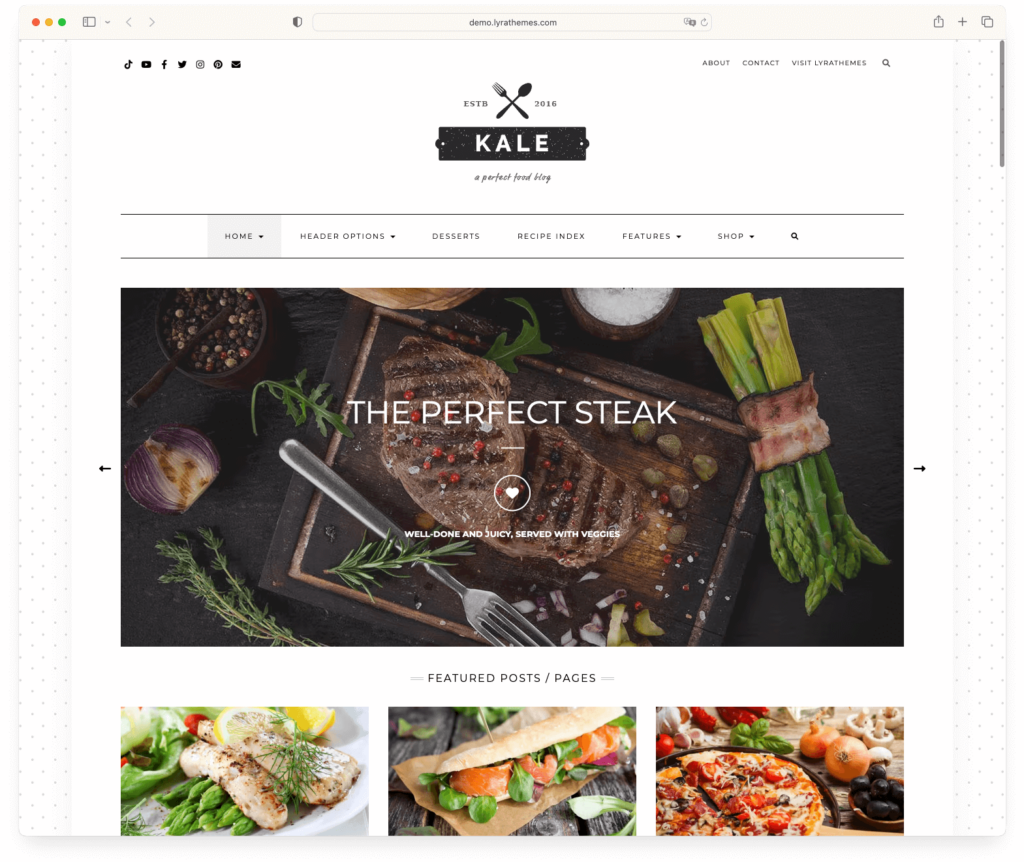 Kale Pro - a WordPress theme for food websites