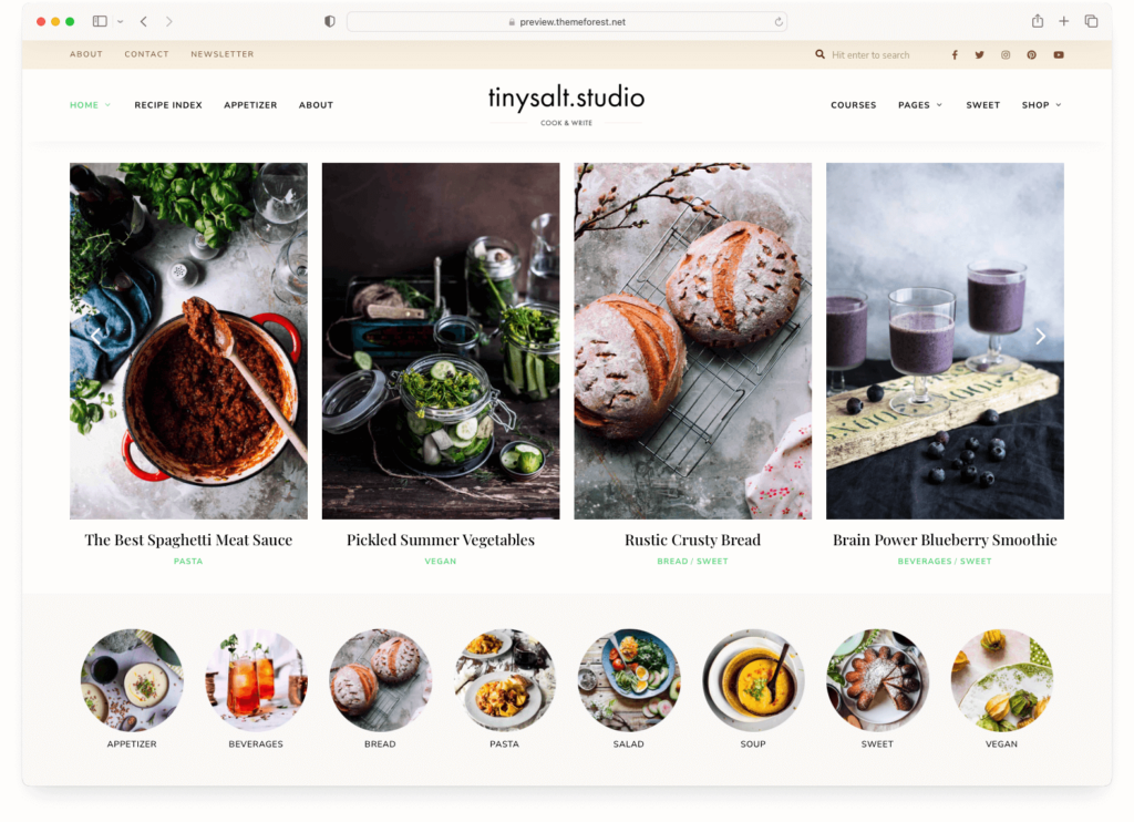 TinySalt - a WordPress food blog theme