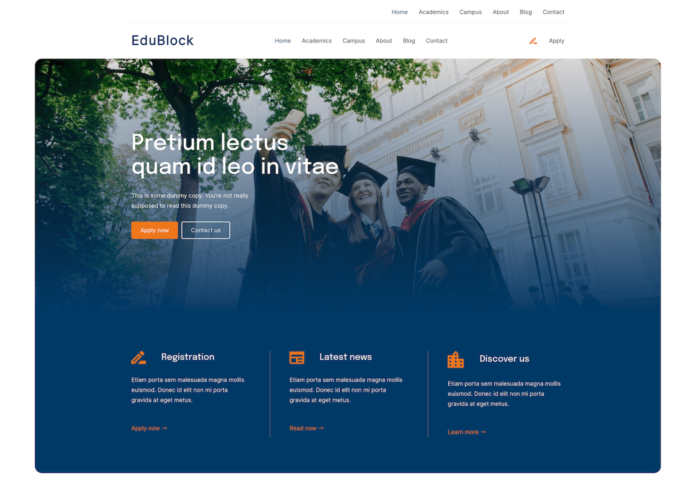 EduBlock - free education WordPress theme