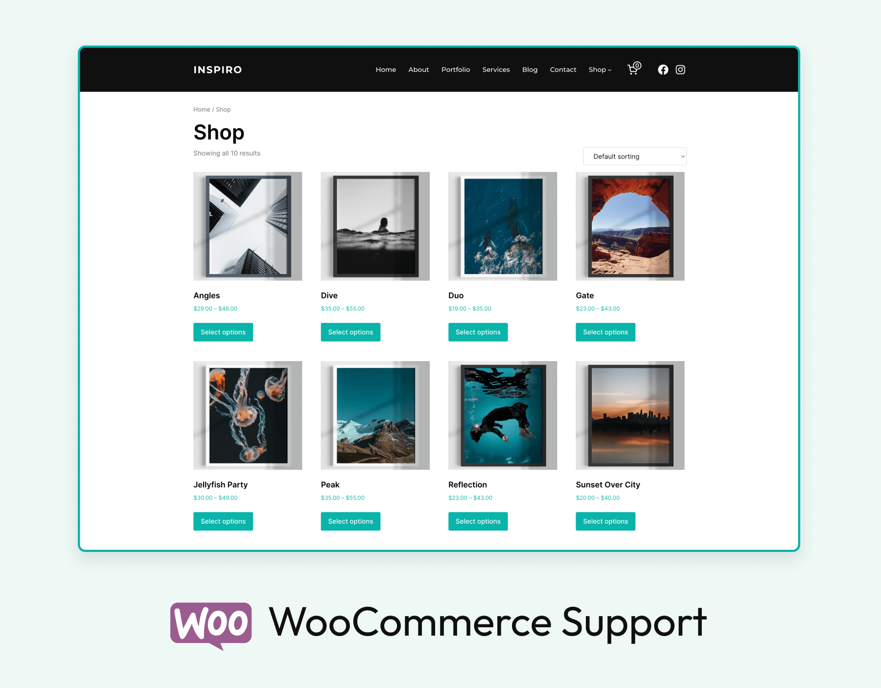 Inspiro Portfolio Block Theme with WooCommerce support