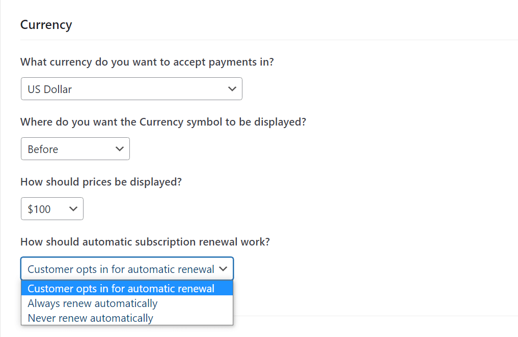 Currency settings in Paid Member Subscriptions