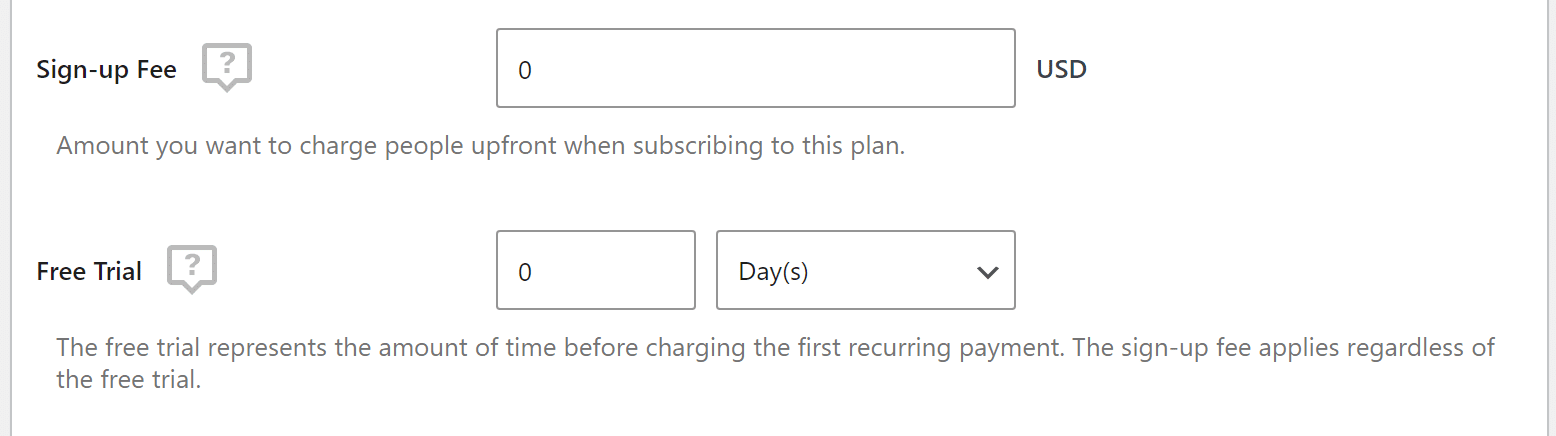 Subscription fees in Paid Member Subscriptions