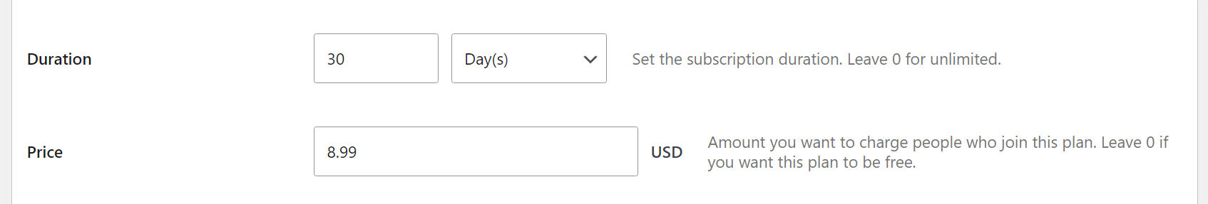 Subscripiton period in Paid Member Subscriptions