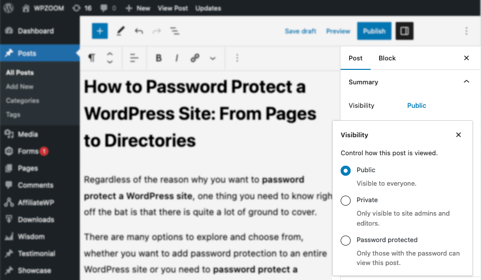 How to Password Protect a WordPress Page