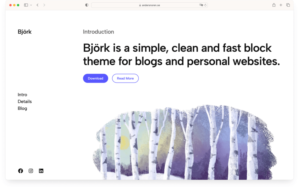 Björk WordPress theme