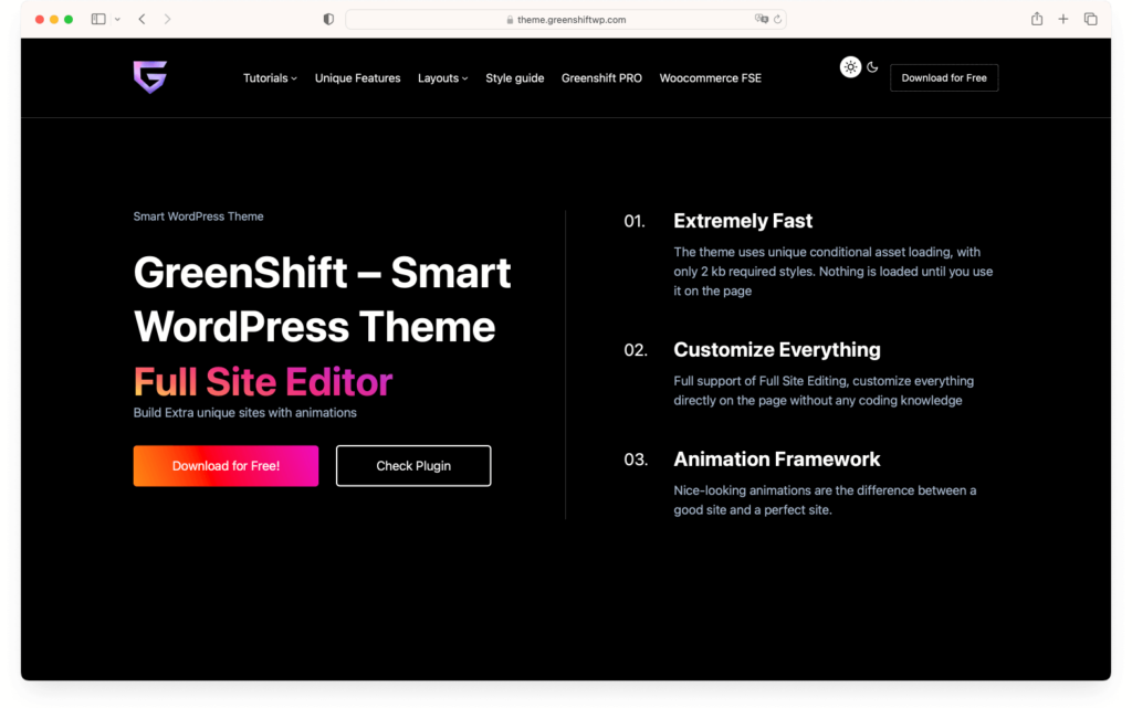 GreenShift full site editing block theme