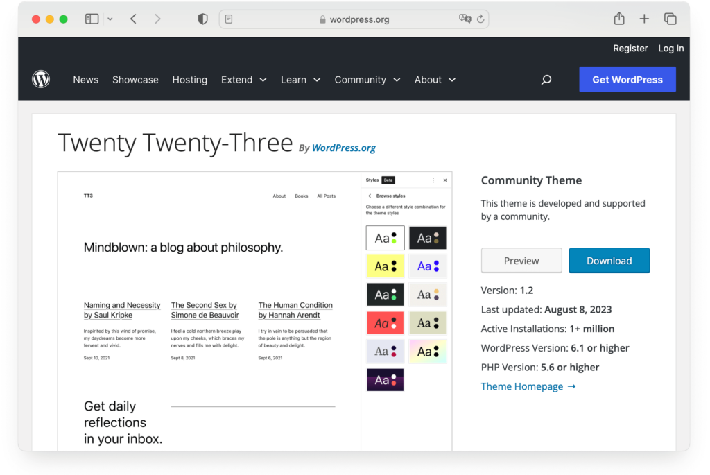 Twenty Twenty-Three WordPress default theme