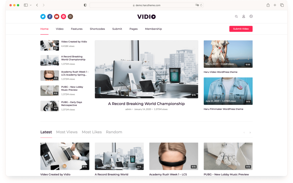Vidio WordPress theme