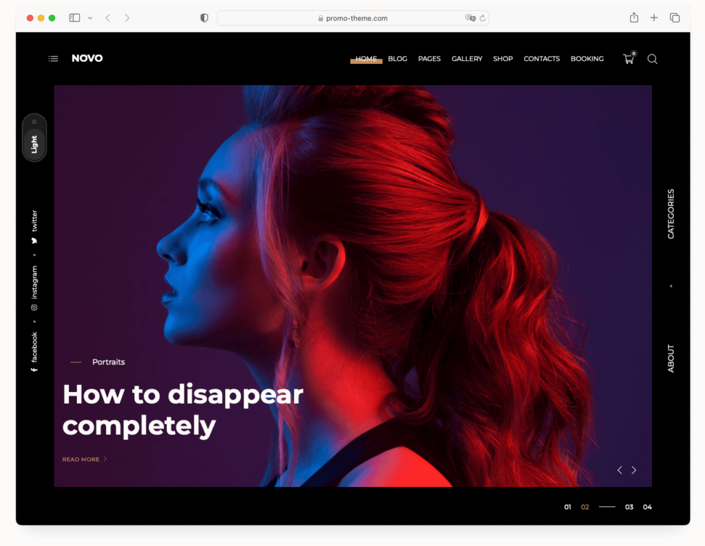 Novo - an exceptional WordPress theme designed for photographers