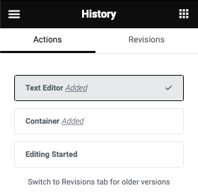 Elementor Revisions History