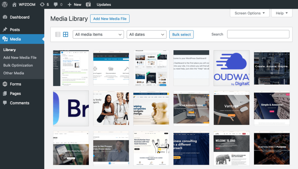 WordPress media library