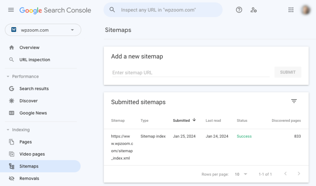 Google Search Console - Add sitemap