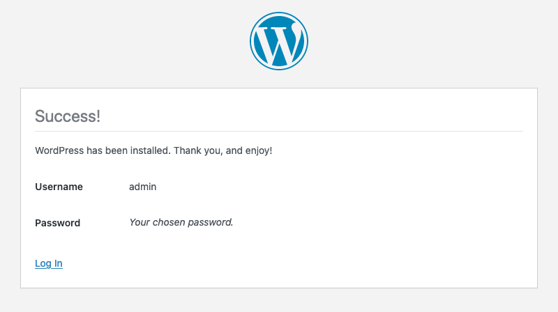 WordPress Installation Confirmation