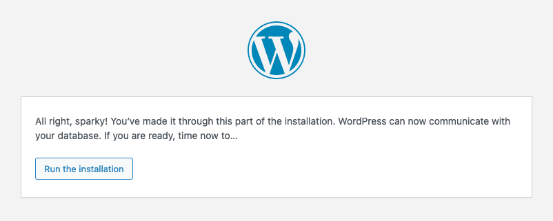 WordPress Installation Database Confirmation